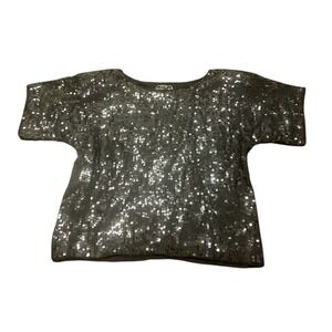 Vintage Jean for Joseph Le Bon 100% Pure Silk Black Sequin Top Women's‎  Size L